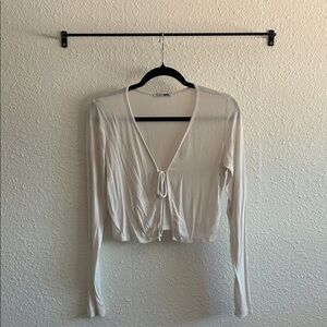 Fashion Nova Cream V-Neck Blouse